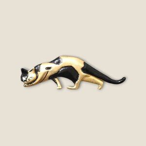 PMA Black And Gold Stalking Cat Brooch